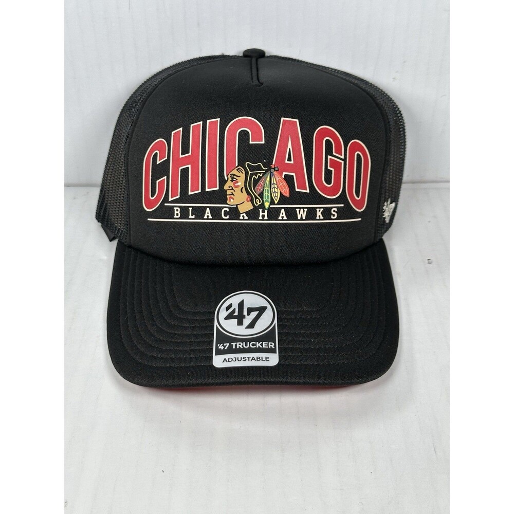 Chicago Blackhawks NHL 47 Brand Blackhaul Trucker Adjustable Hat Cap NEW